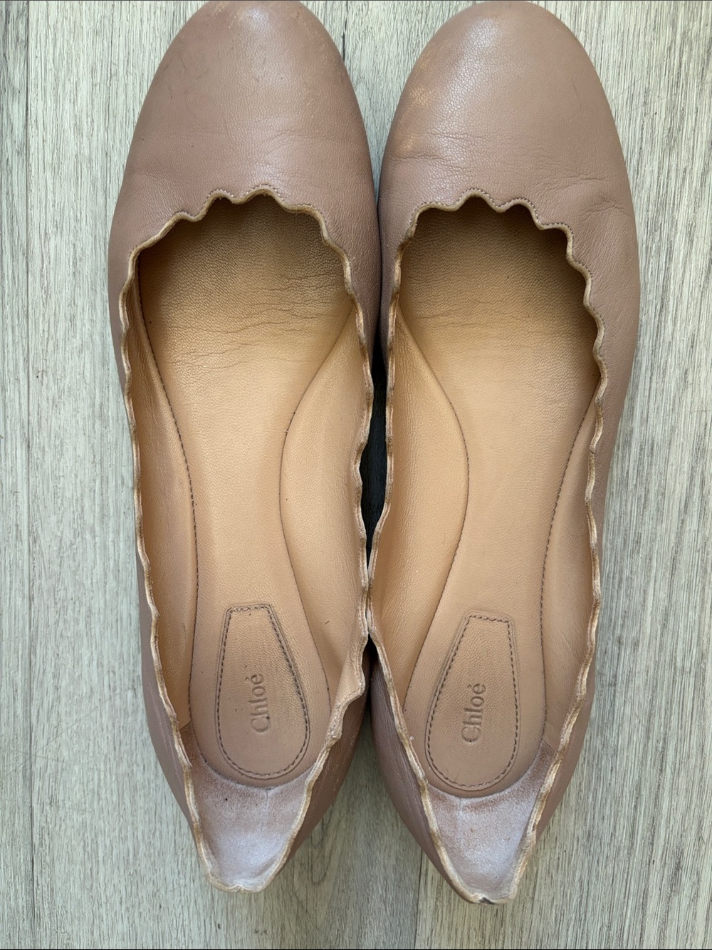 Chloe Nude/Tan Leather Ballet Flats